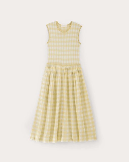 Alternative view of The Knit Pleated Dress | Bone / Parsnip Gingham
