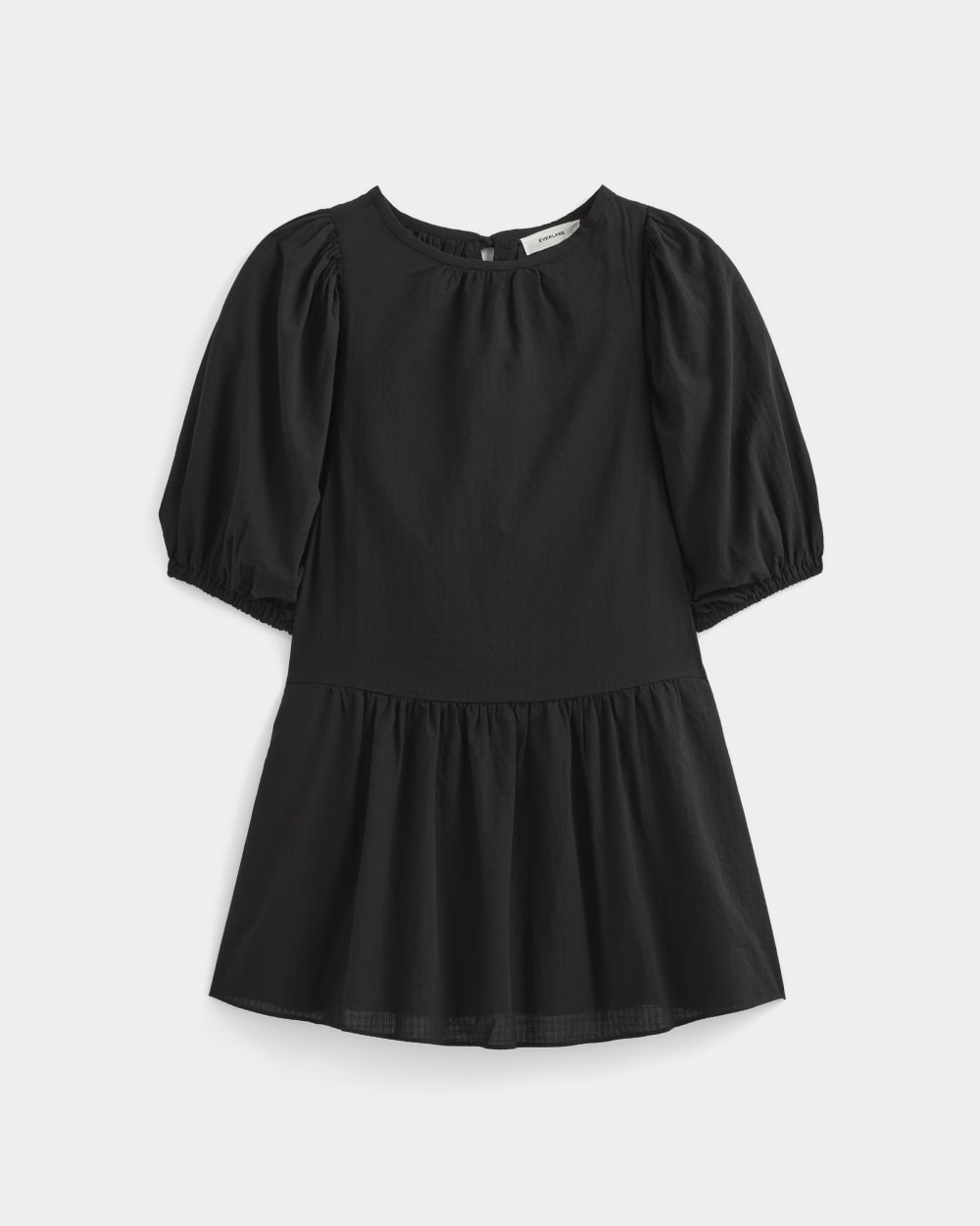 The Gauze Puff-Sleeve Mini Dress | Black - Image 2