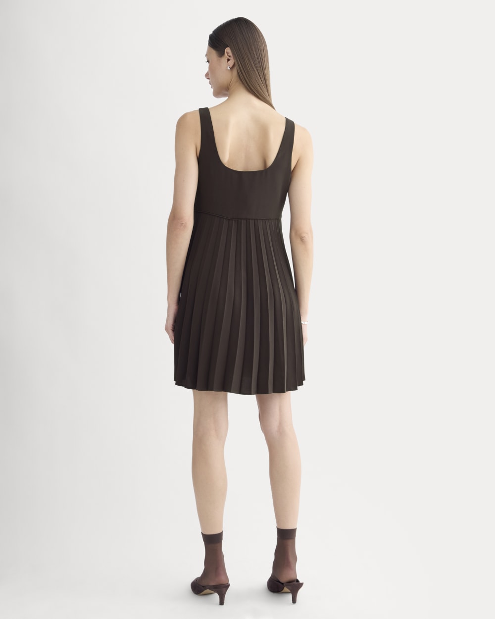 Drapey Crepe Mini Dress | Dark Chocolate - Image 4