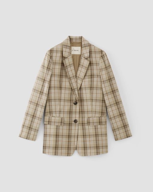 Alternative view of The Oversized Blazer in Buttersmooth | Pale Khaki Plaid