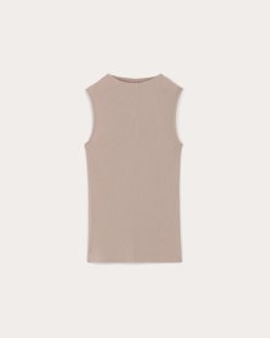 Alternative view of The Luxe Rib Funnel-Neck Tank | Dusty Rose