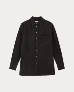 Alternative view of The Boyfriend Shirt in Washable Silk | Black