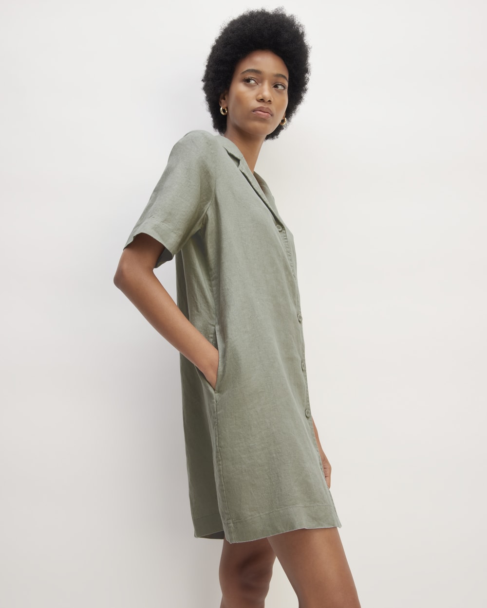 The Shirtdress in Linen | Sage Green - Image 3