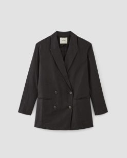 Alternative view of The Linen Double Breasted Blazer | Black
