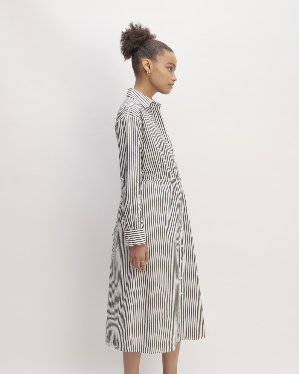 The Supima® Cotton Midi Shirt Dress | Optic White / Black - Image 5