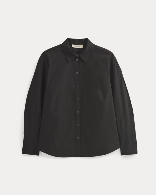 Alternative view of Lantern-Sleeve Shirt in Lightweight Cotton | Black