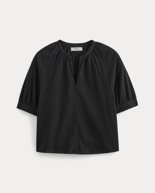 Alternative view of The Gauze Gathered Top | Black