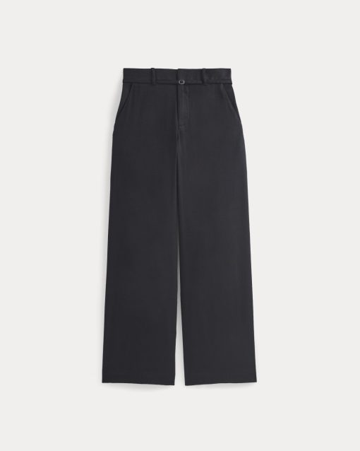 Alternative view of Wide-Leg Belted Pant in Stretch Linen | Black | Long