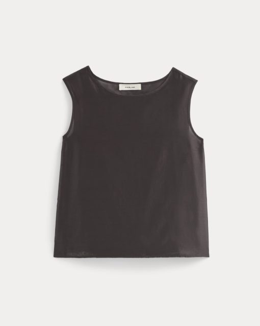 Alternative view of Sleeveless Top in Cotton-Silk Organza | Dark Chocolate