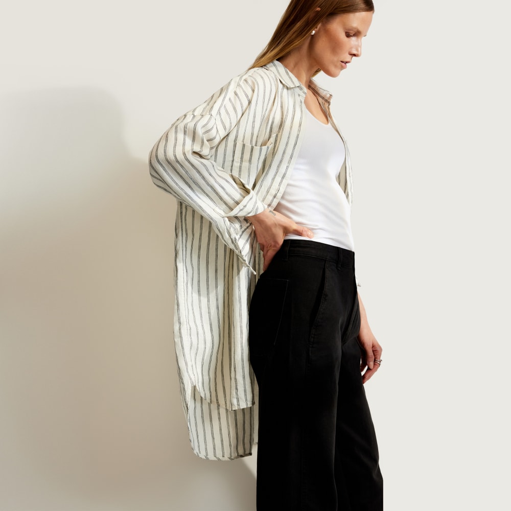 The Way-Long Linen Shirt | Black / Canvas Tan - Image 5