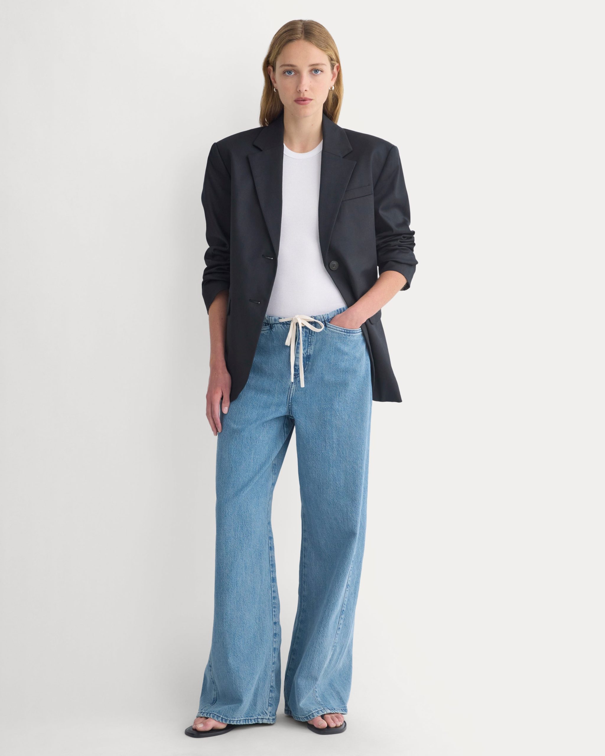 Low-Slung Tie-Front Jean | Medium Indigo