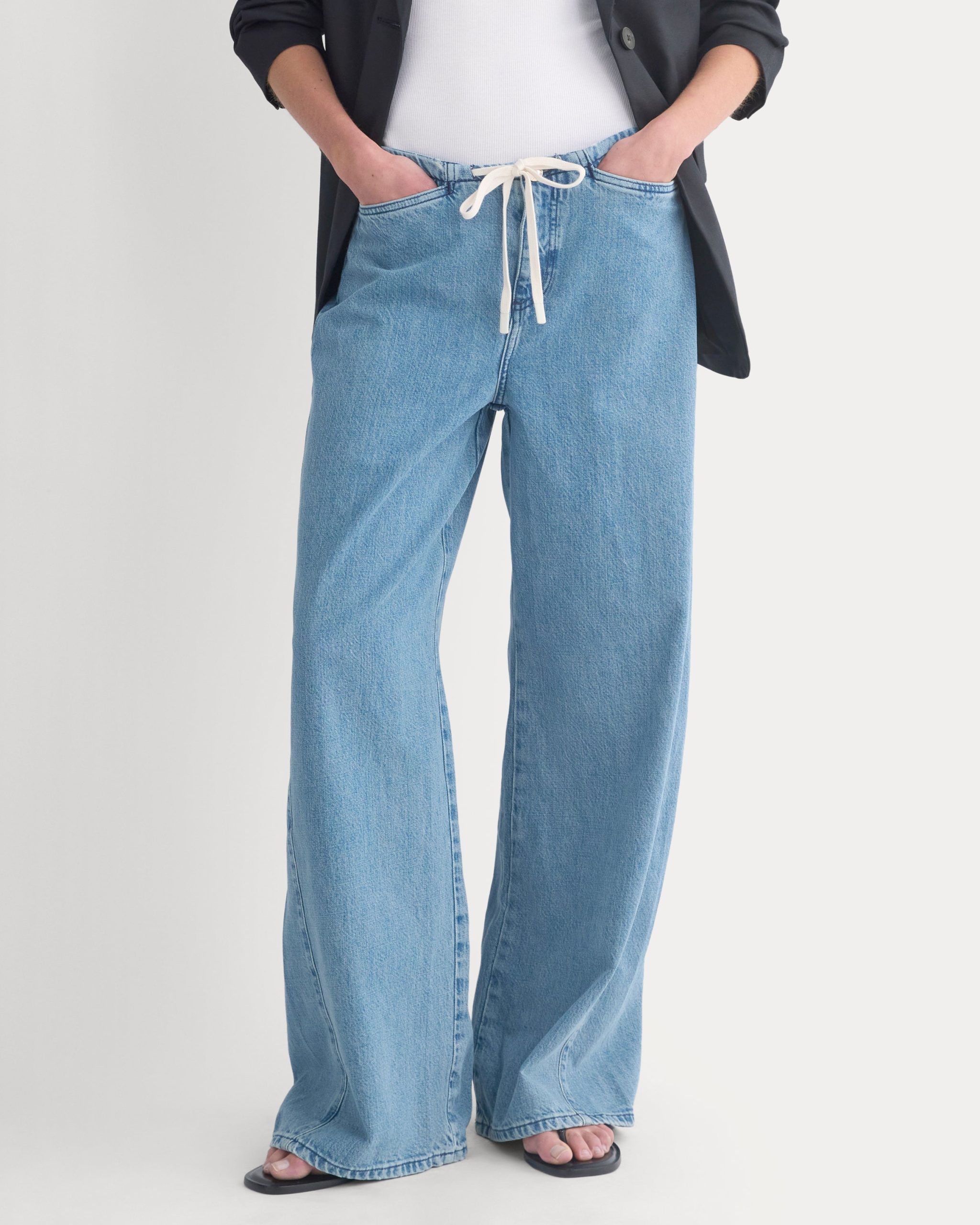 Low-Slung Tie-Front Jean | Medium Indigo - Image 4