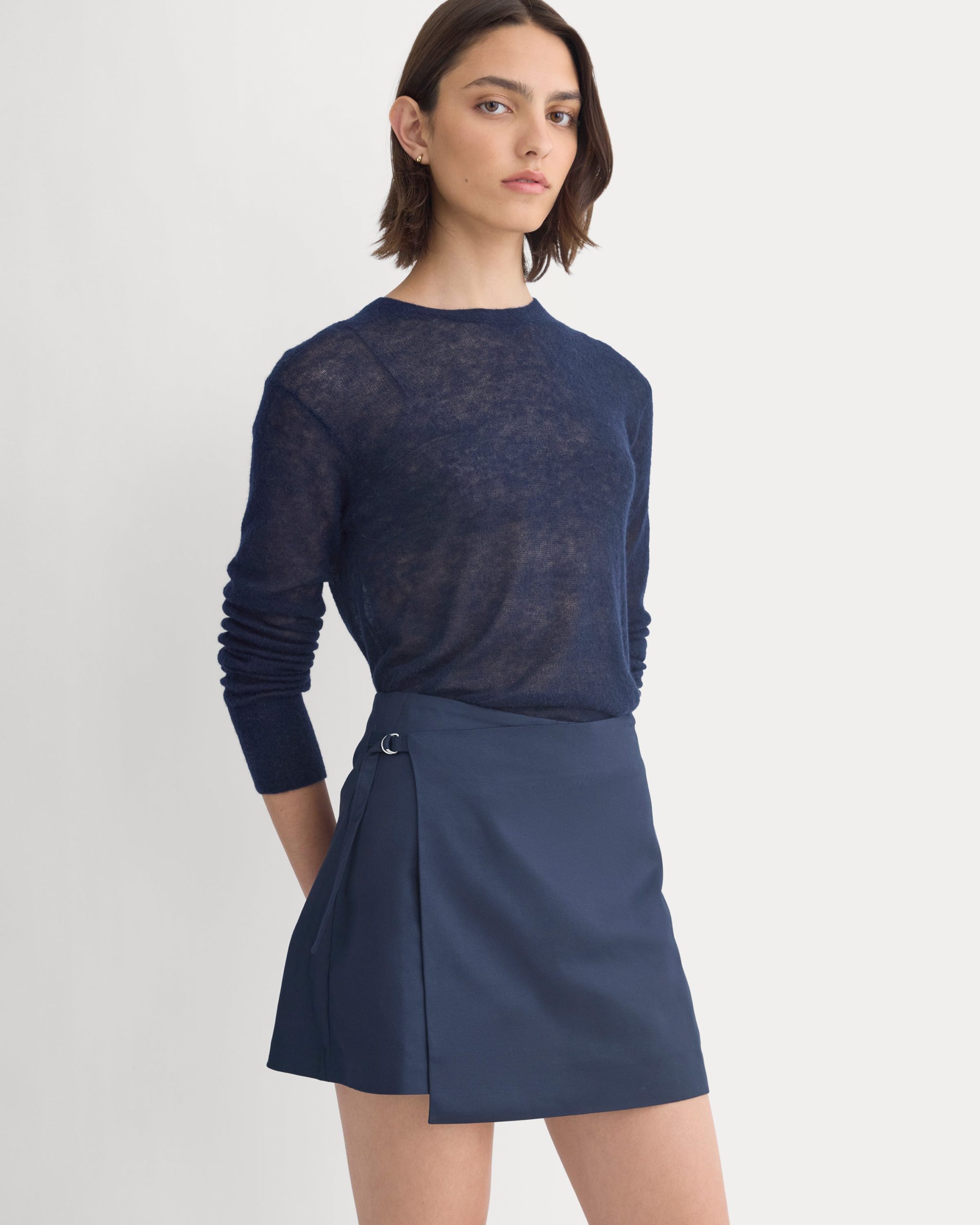 Tailored Drape Mini Skort | Navy - Image 4
