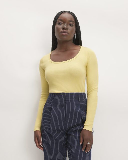 The Luxe Rib Long-Sleeve Scoop-Neck Tee | Raffia