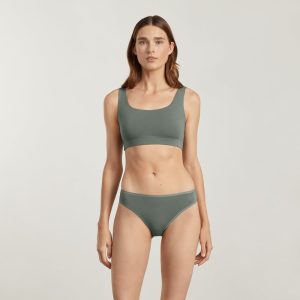 Alternative view of The Cotton High-Rise Bikini | Dark Sage