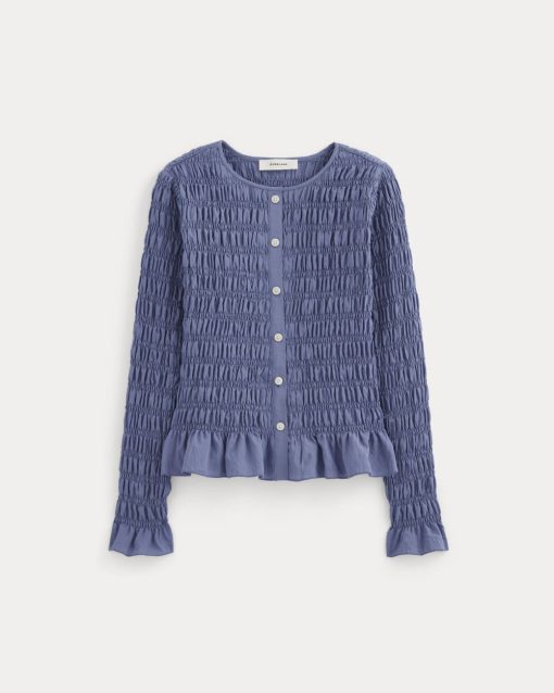 Alternative view of The Smocked Cardigan | Blue Dusk