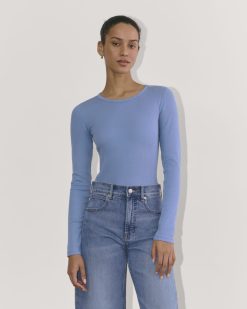 The Luxe Rib Long-Sleeve Crew | Bluebell