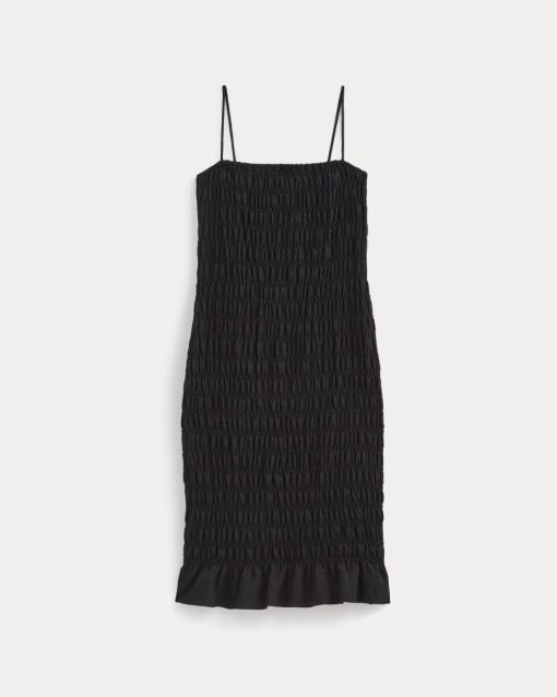 Alternative view of The Smocked Column Dress | Black