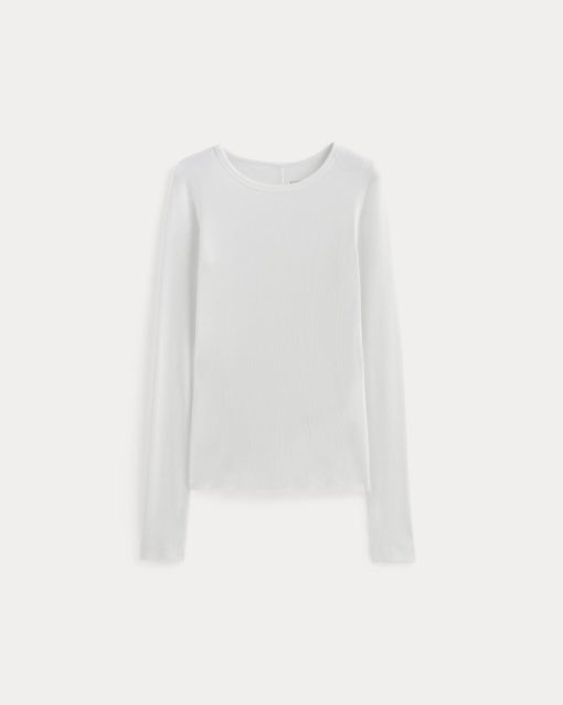 Alternative view of The Luxe Rib Long-Sleeve Crew | White