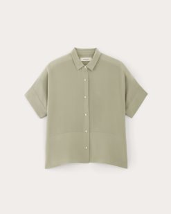 Alternative view of The Boxy Shirt in Washable Silk | Seagrass