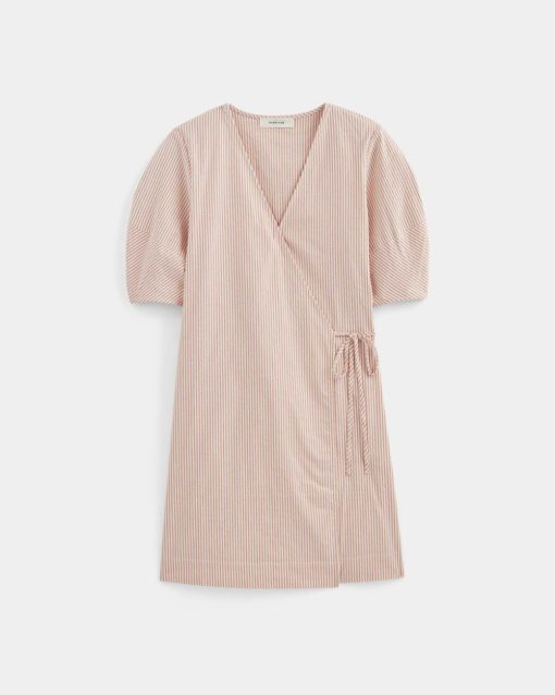 Alternative view of The Seersucker Mini Wrap Dress | Soft Orange