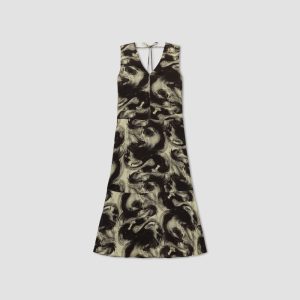 Alternative view of The Satin V-Neck Maxi Dress | Pale Yellow / Black
