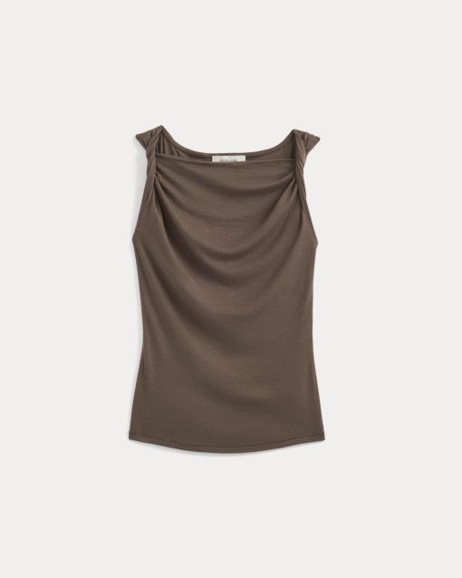 Alternative view of Cowl Neck Twist Tank in Butterluxe | Deep Taupe