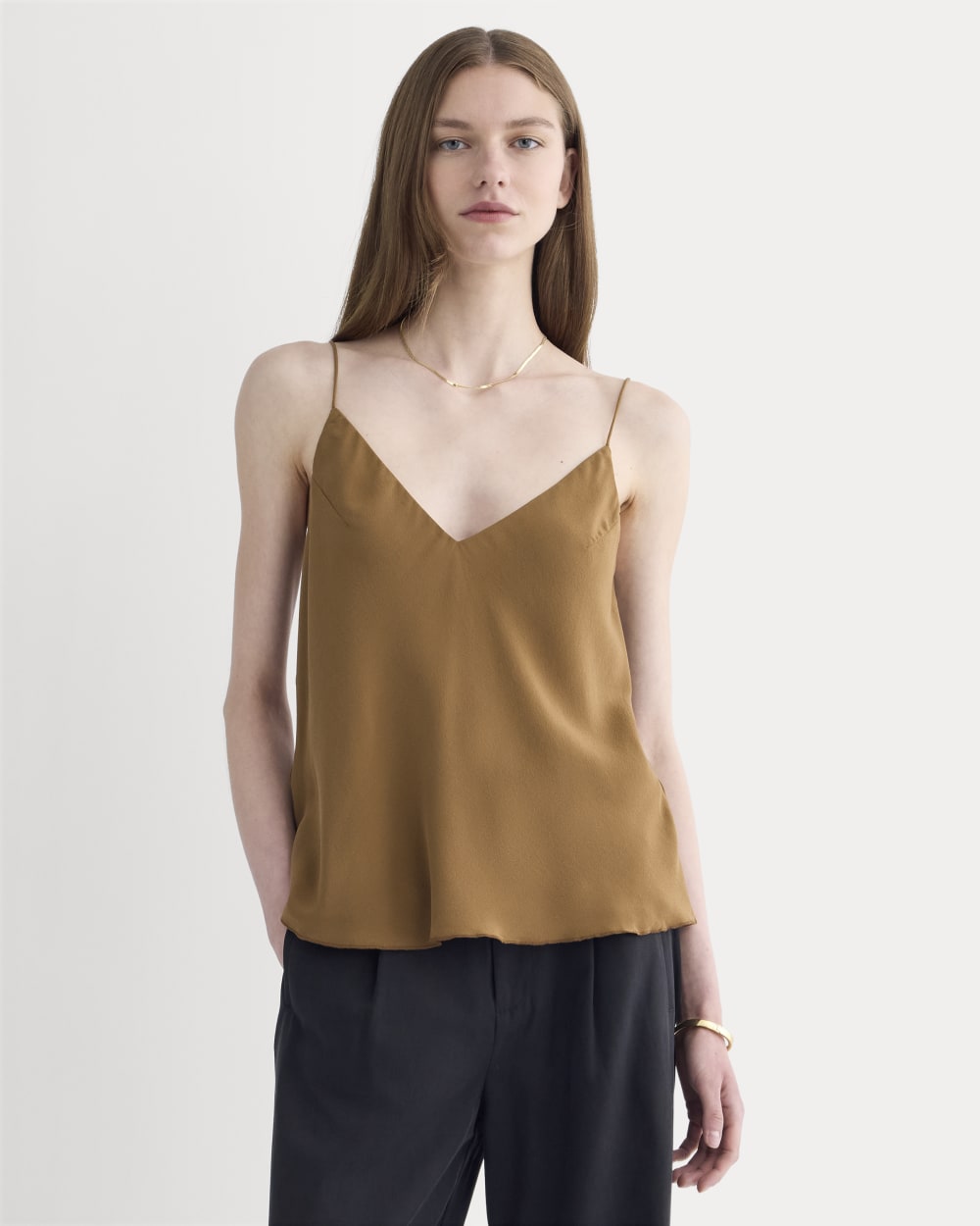 The Tie Back Cami in Washable Silk | Toffee