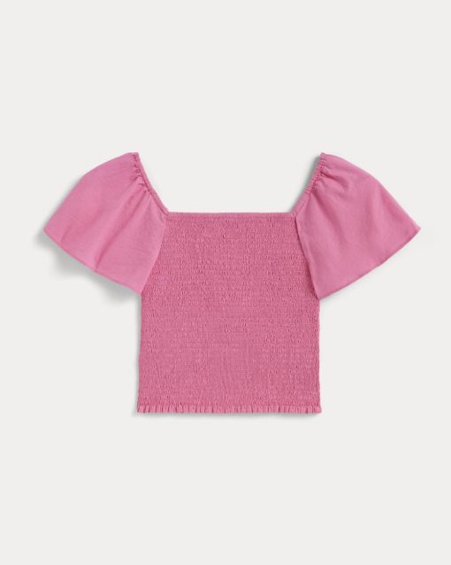 Alternative view of The Gauze Smocked Top | Deep Pink