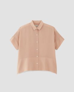 Alternative view of The Boxy Shirt in Washable Silk | Blush Pink