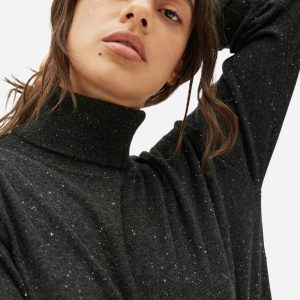 Alternative view of The Cashmere Turtleneck Dress | Dark Grey Donegal