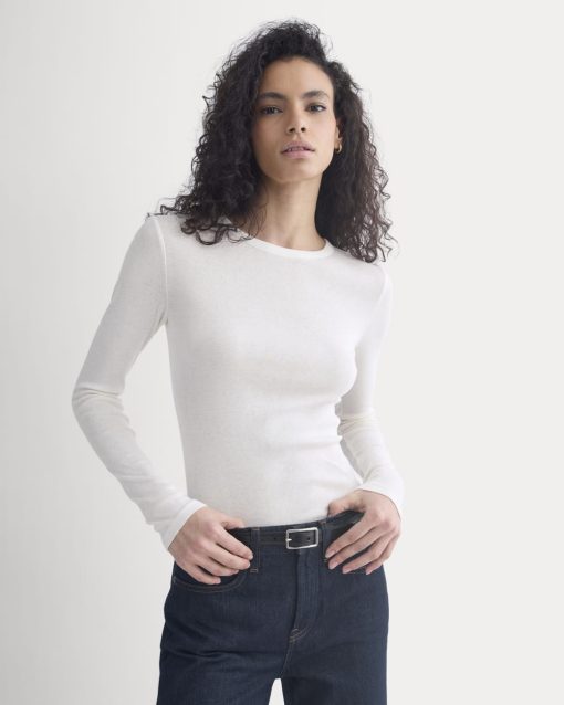 Tissue Long-Sleeve Crew | Bone