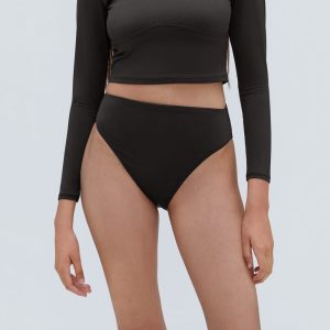 Alternative view of The High-Rise Cheeky Bikini Bottom | Black