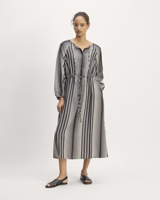 The TENCEL™ Gathered Maxi Dress | Black / Bone