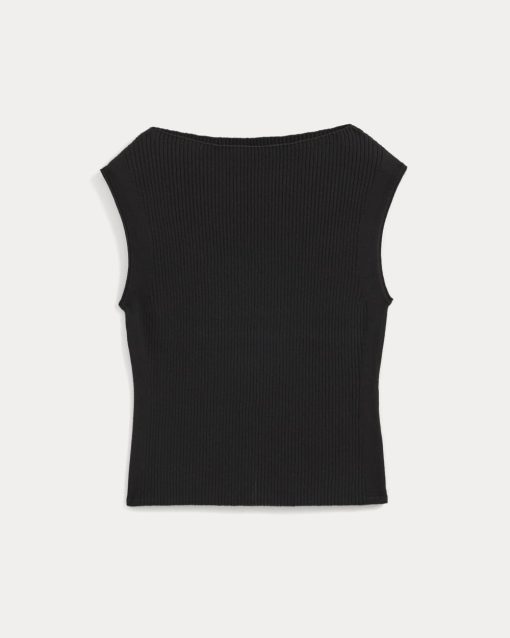 Alternative view of Boat-Neck Ribbed Knit | Black