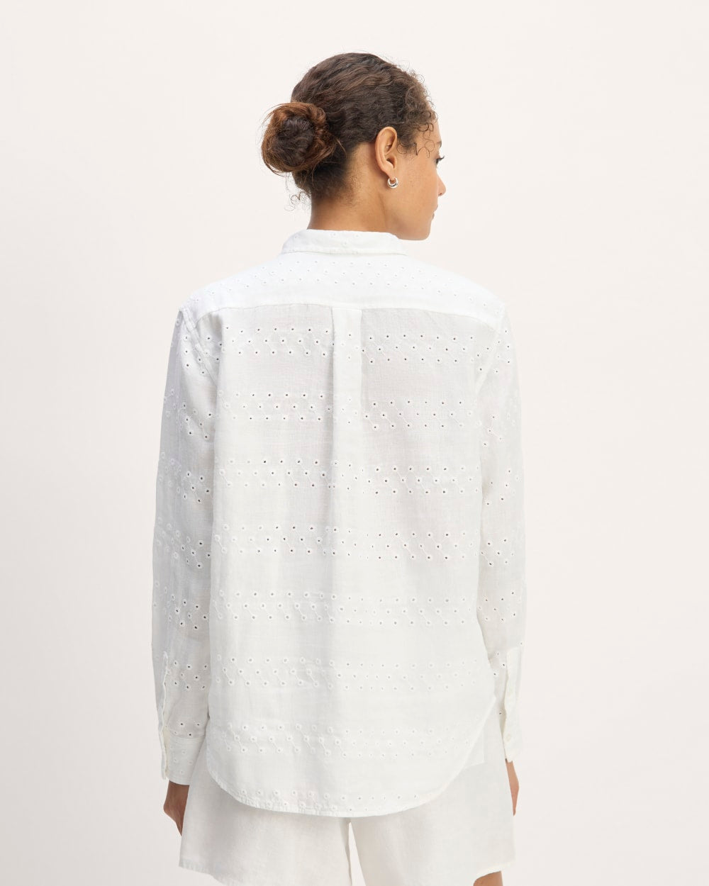 The Linen Eyelet Relaxed Shirt | White Eyelet - Image 6