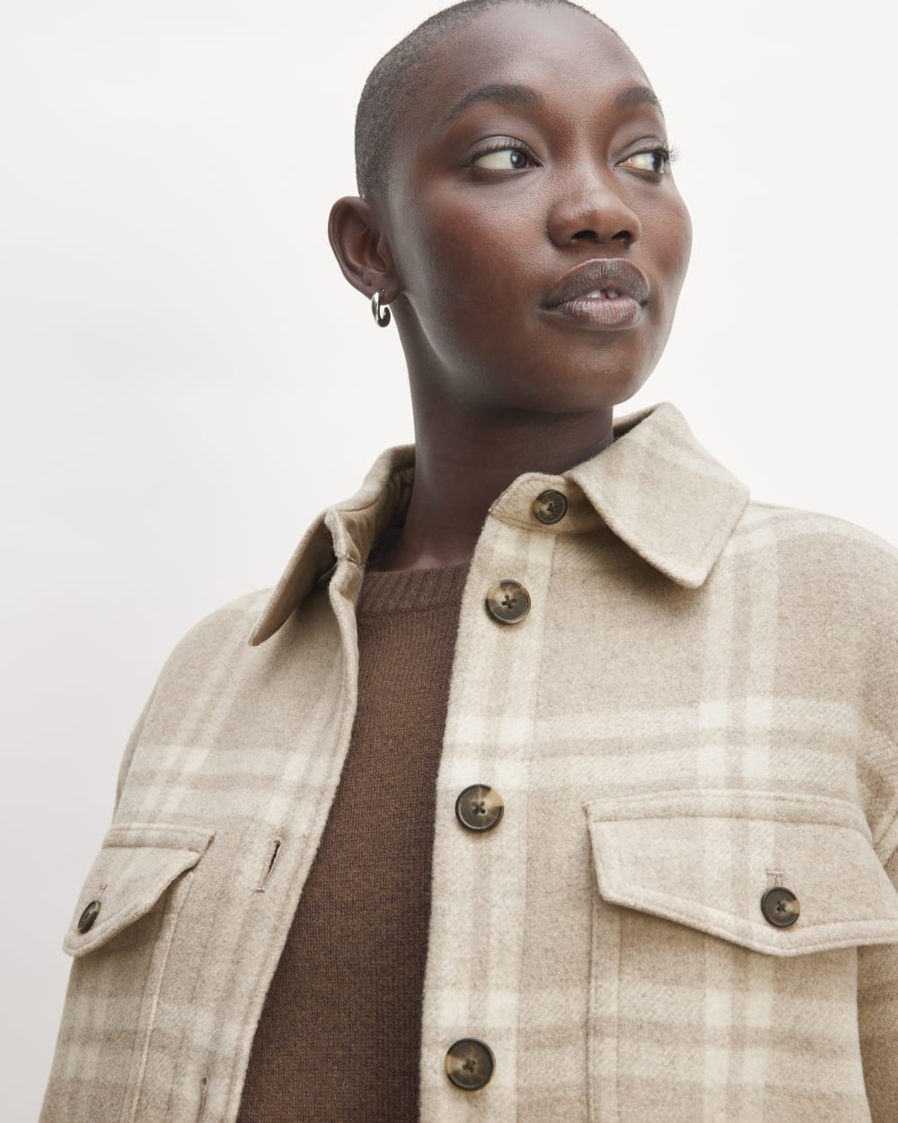 The Italian ReWool® Oversized Shirt Jacket | Taupe / Cream - Image 4