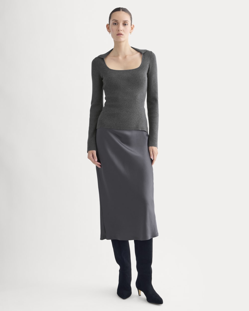 Knit Scoop-Neck Top | Heathered Soot - Image 3