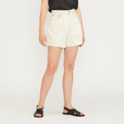 The A-Line Denim Short | Ecru