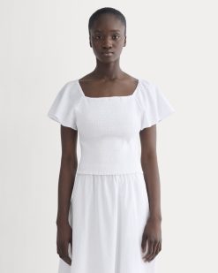 The Gauze Smocked Top | White