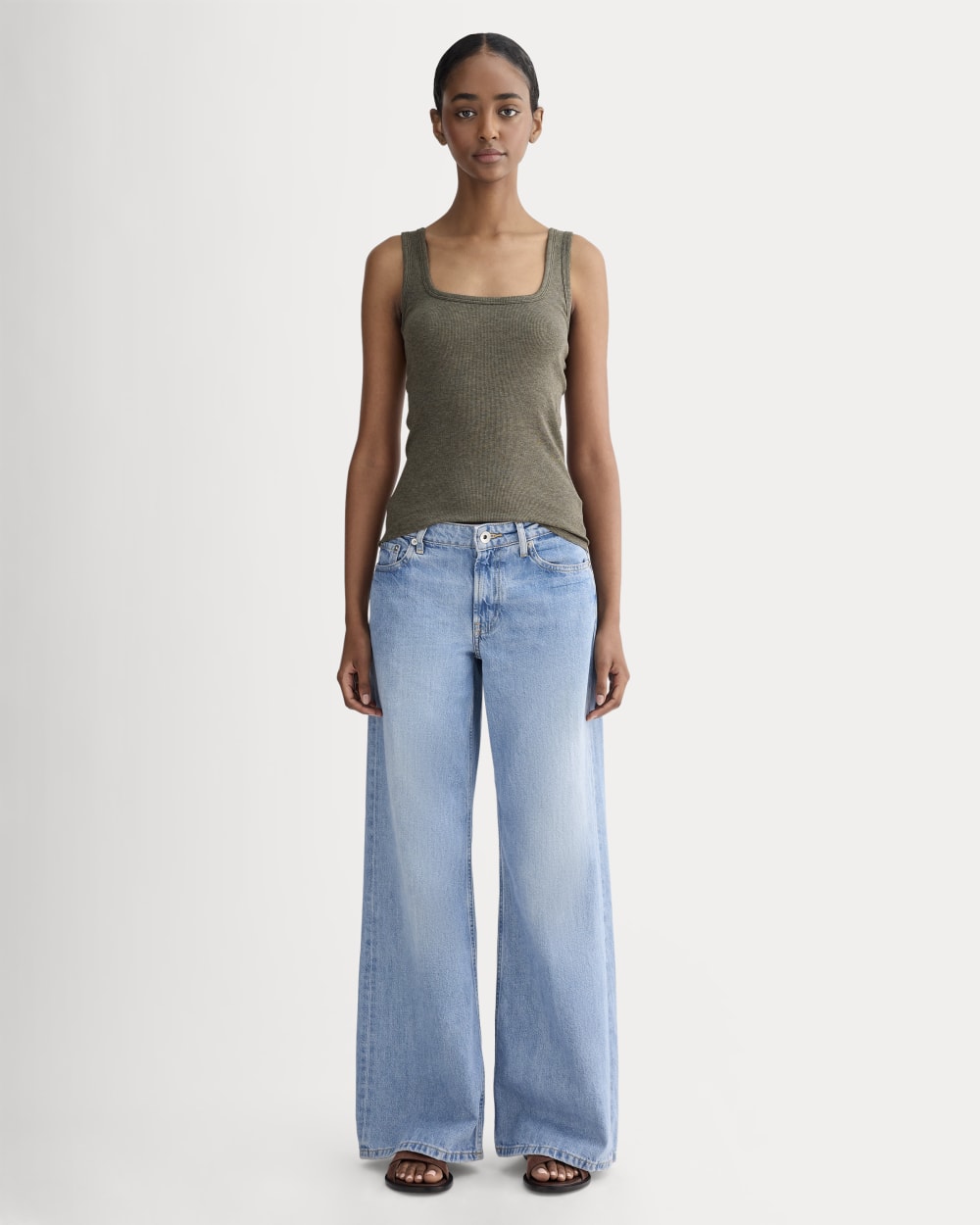 The Luxe Rib Square-Neck Tank | Heathered Fatigue - Image 3