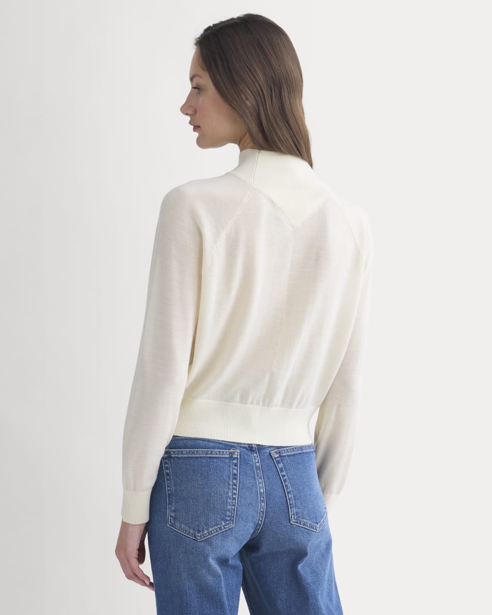 Mockneck Sweater In Ultrafine Merino | Bone - Image 5