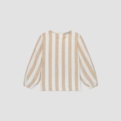 Alternative view of The Linen Long-Sleeve Top | Bone / Caramel