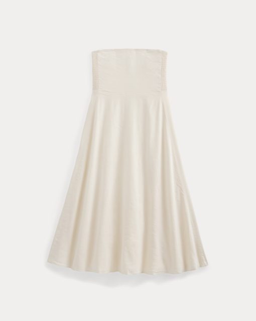 Alternative view of Strapless Dress in Stretch Linen | Bone