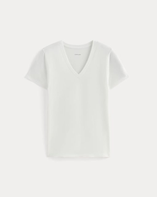 Alternative view of The Slim V-Neck Tee in Essential Cotton | White
