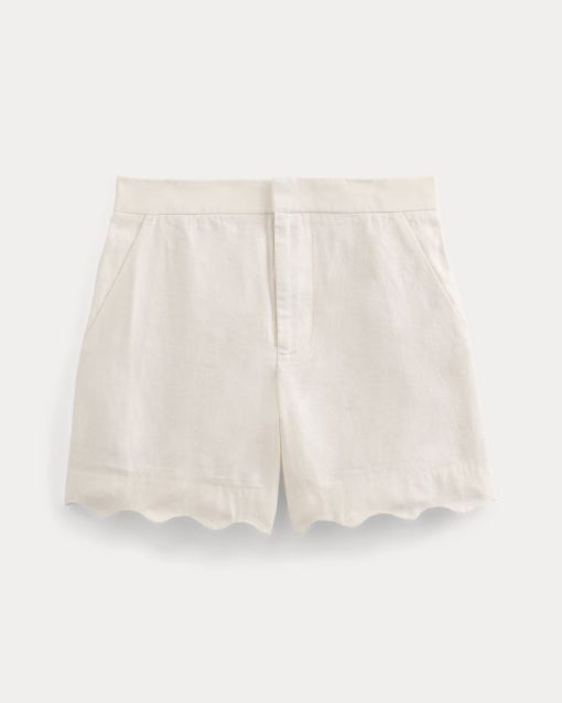 Alternative view of Scalloped Edge Short in Linen | Bone