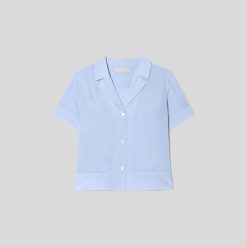 Alternative view of The Notch Shirt in Washable Silk | Periwinkle