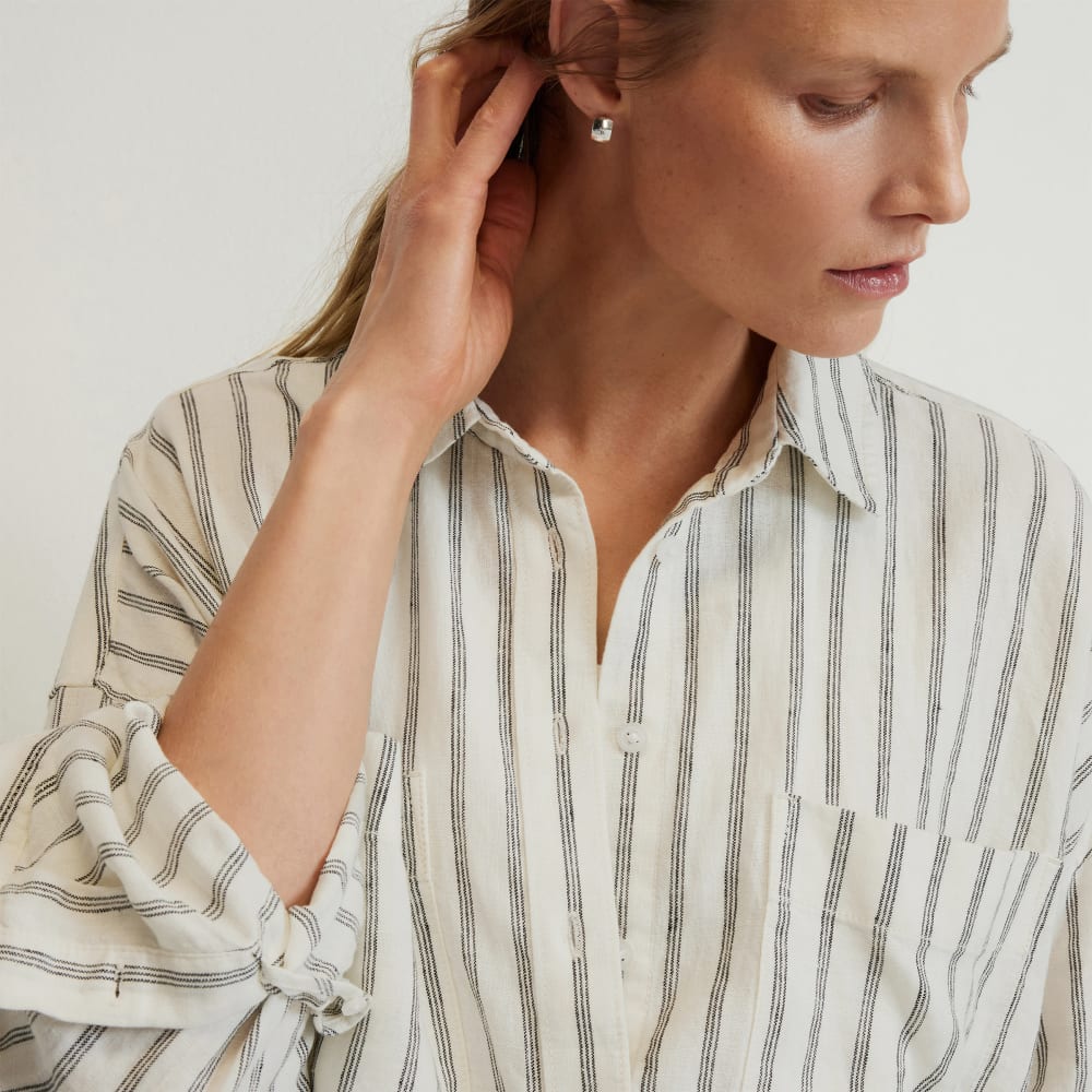 The Way-Long Linen Shirt | Black / Canvas Tan - Image 4