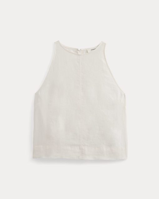 Alternative view of The Linen High-Neck Tank | Bone