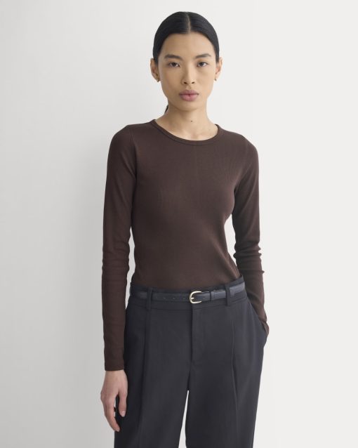 The Luxe Rib Long-Sleeve Crew | Coffee Bean